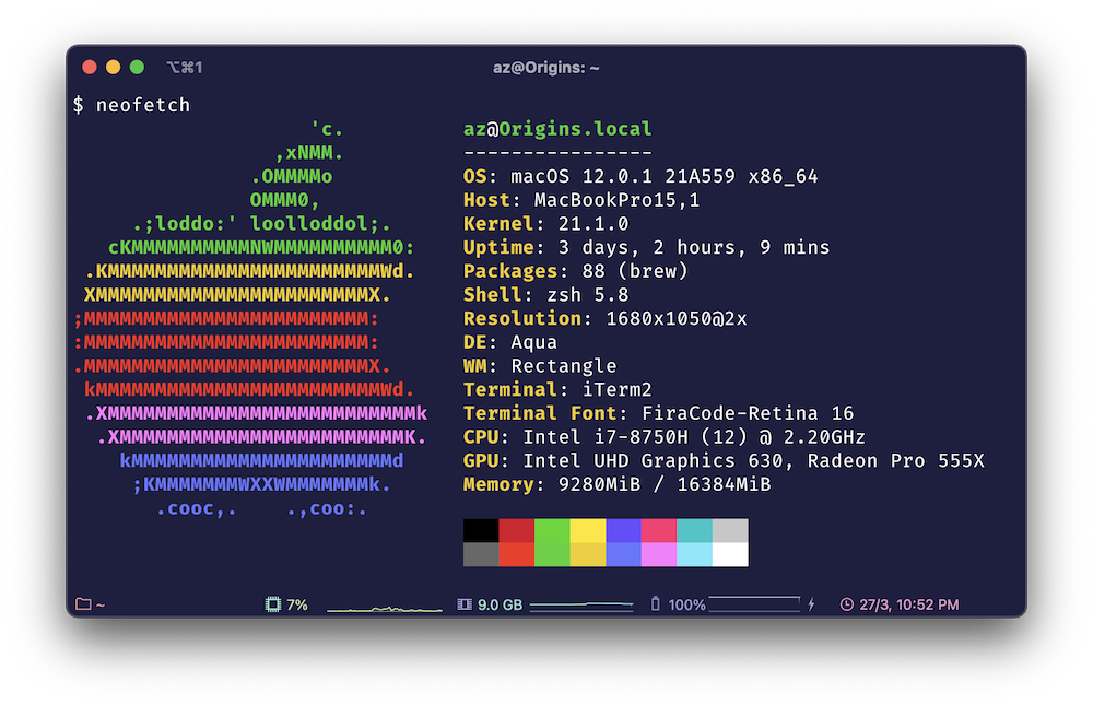 Screenshot of neofetch details